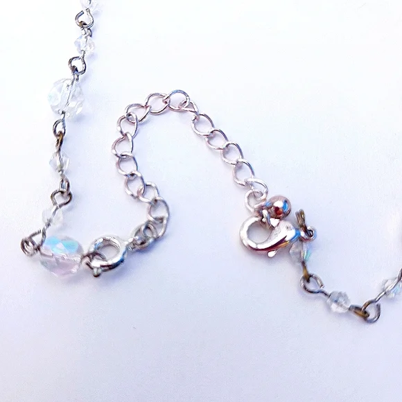 Avon vtg Necklace Opalescent blue white silvertone vintage adjustable - Picture 9 of 13